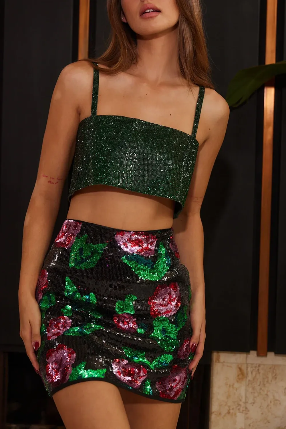 Rhinestone Short Camisole Top