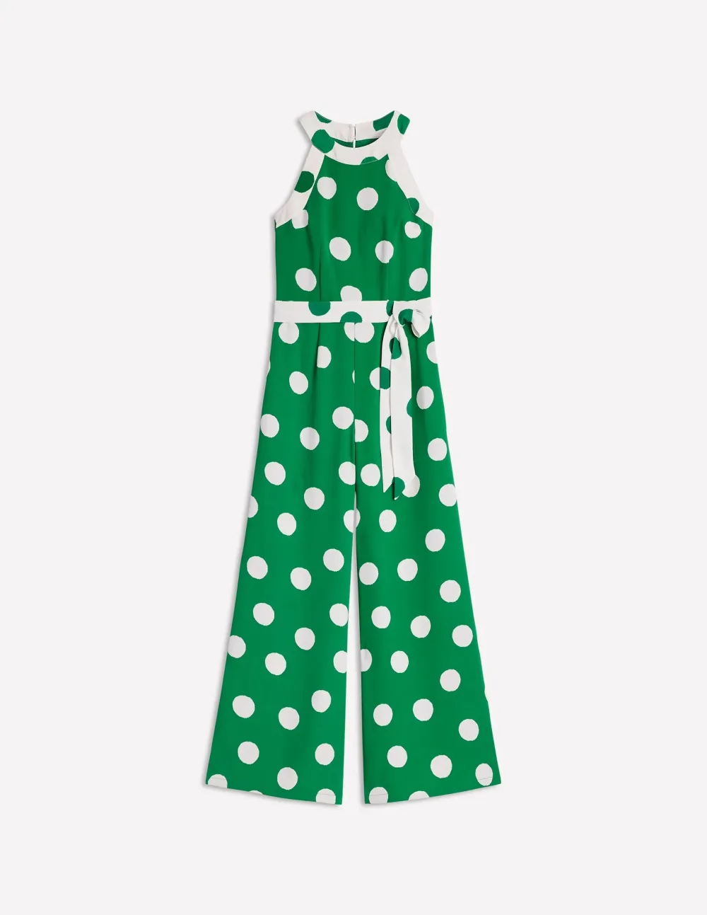 Green Polka - Dot Halter Jumpsuit