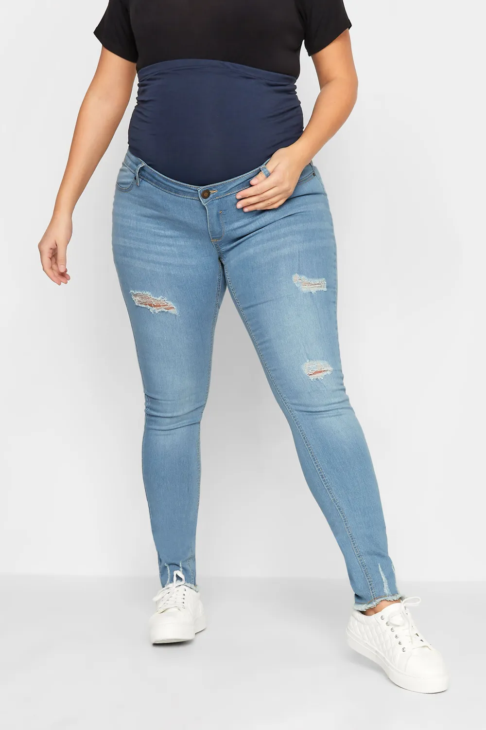 LTS Tall Maternity Blue Distressed AVA Stretch Skinny Jeans