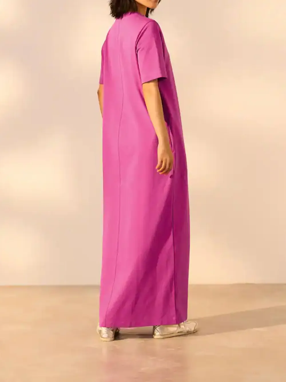 Casual Versatile Solid Color Crew Neck T-Shirt Dress