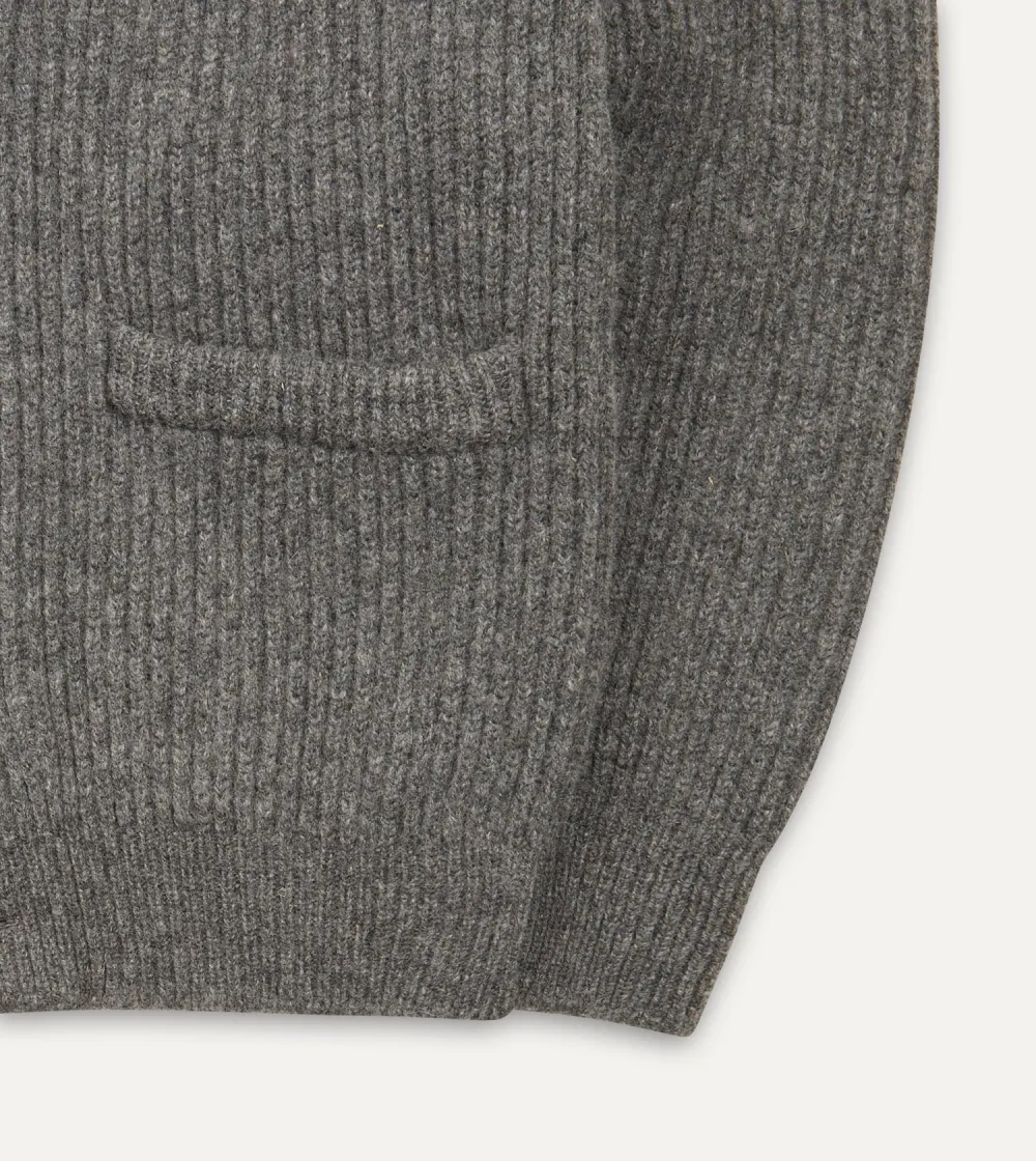 Casual Style Grey Lambswool Shawl Collar Cardigan