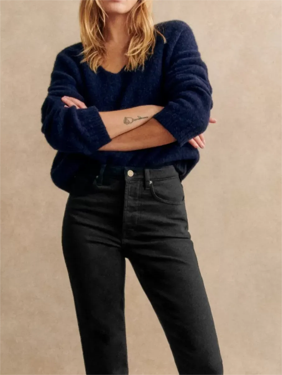 Button Fly Black Denim