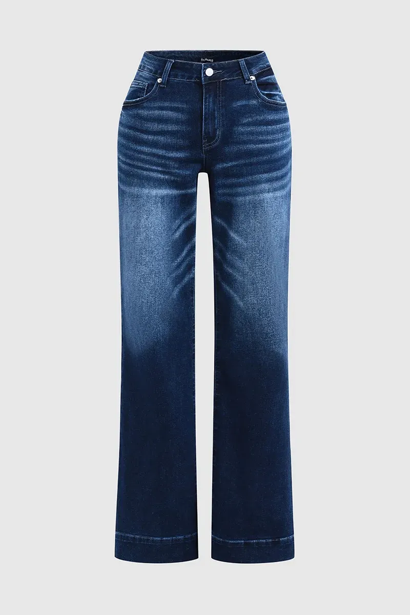 Pocket Detail Mid Rise Bootcut Jeans Without Belt