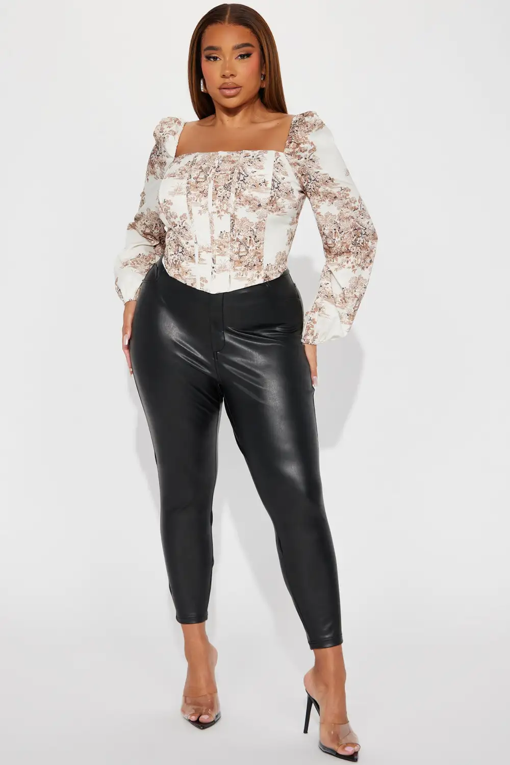 Something Special Long Sleeve Corset Top - Ivory/combo
