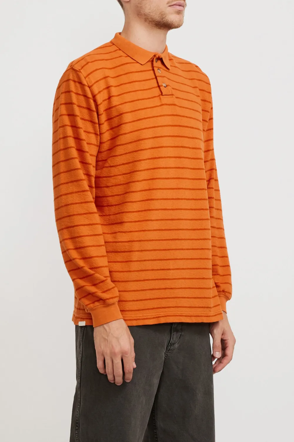 Orange Horizontal Striped Polo Shirt