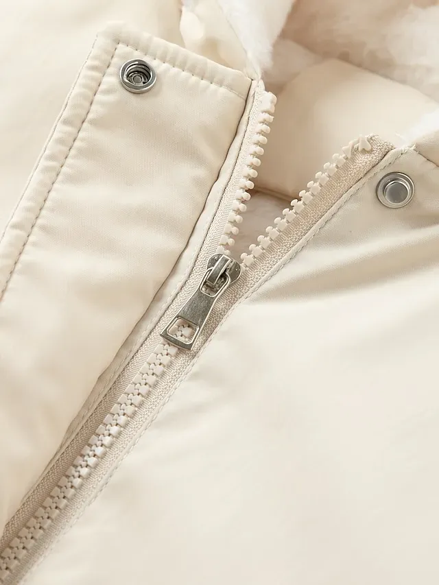 Women's Winter Jacket Winter Coat Parka Hoodie Jacket School Outdoor Street Winter Fall Long Coat Regular Fit Warm Breathable Simple Casual Daily Comfortable Jacket Long Sleeve Solid Color Pure Color