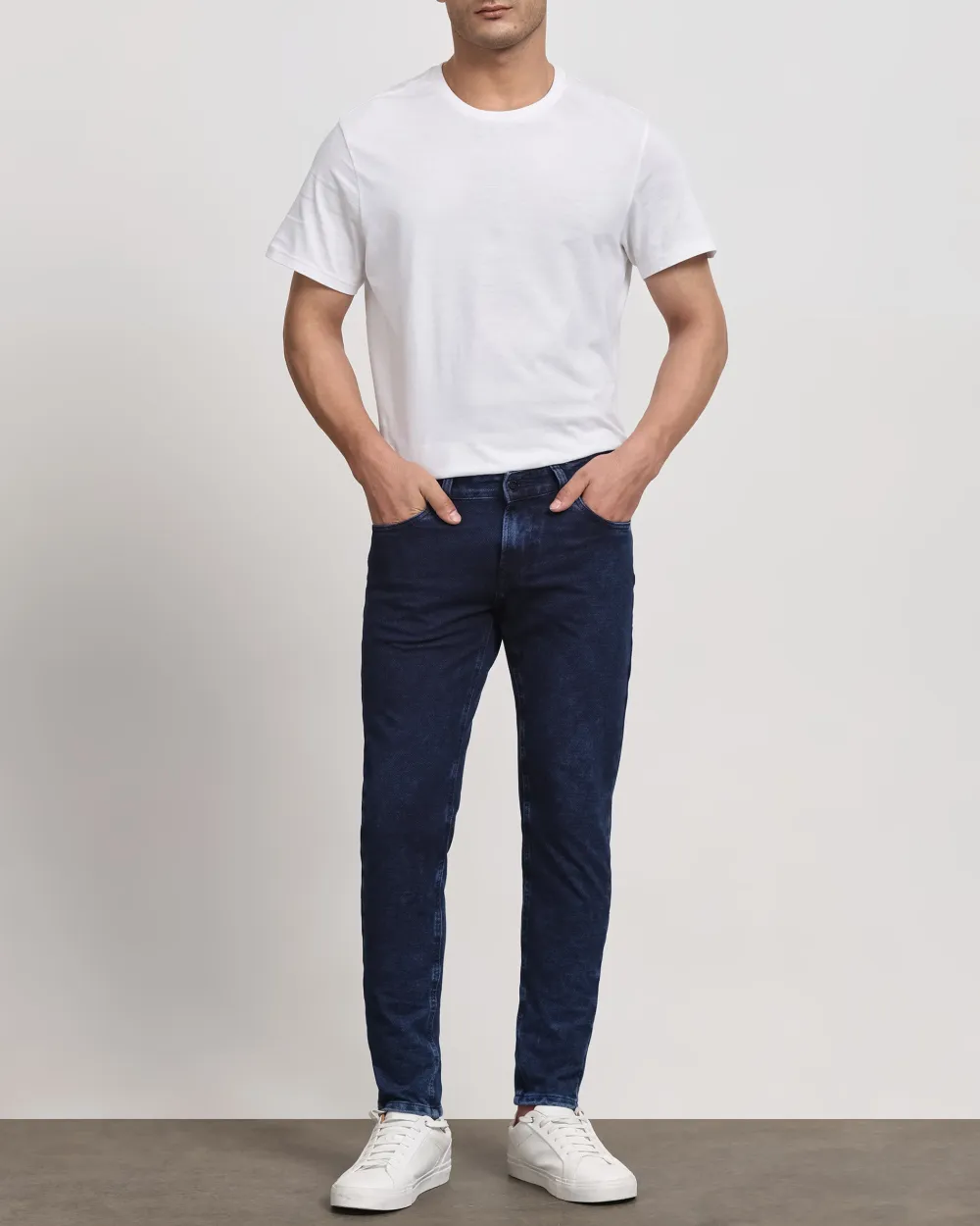 Classic Versatile And Comfortable Straight Dark Indigo Blue Jeans