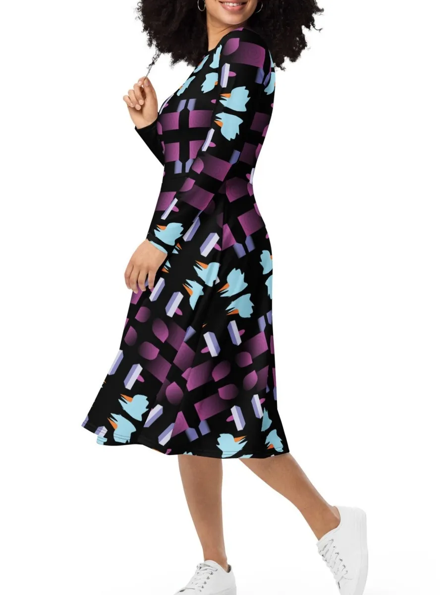 Abstract Print Midi Dress
