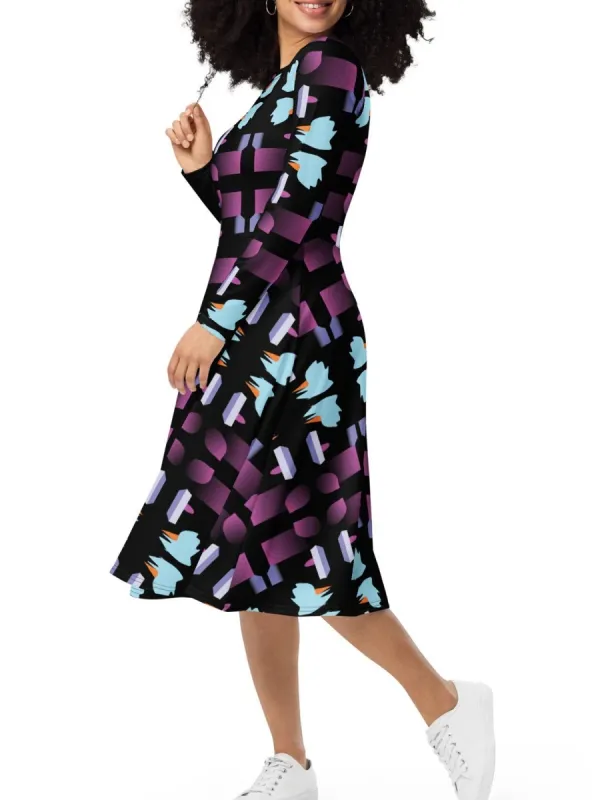 Abstract Print Midi Dress