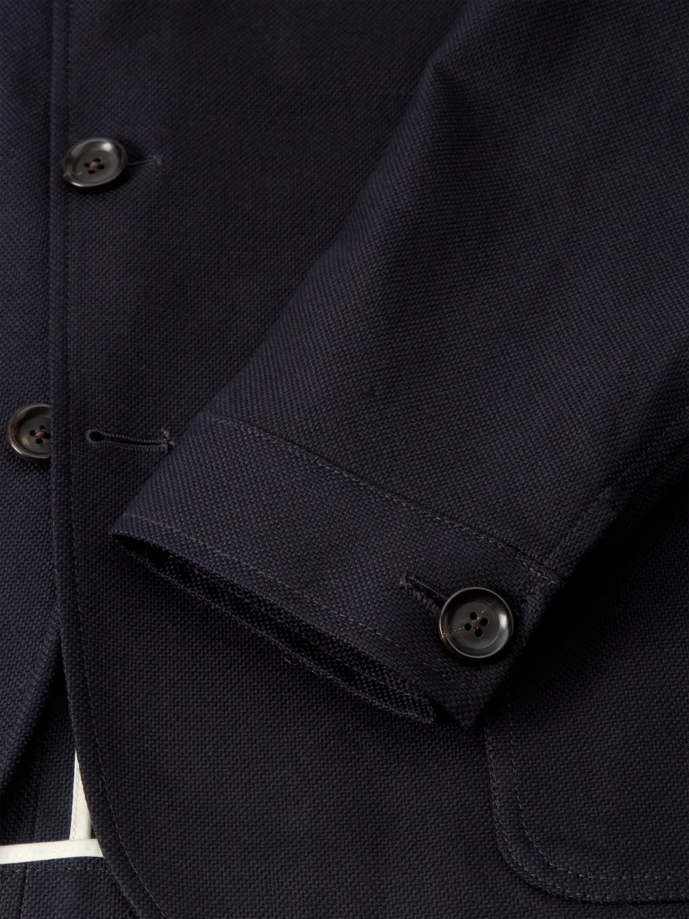 Navy Casual Style Lapel Midweight Cotton Blazer