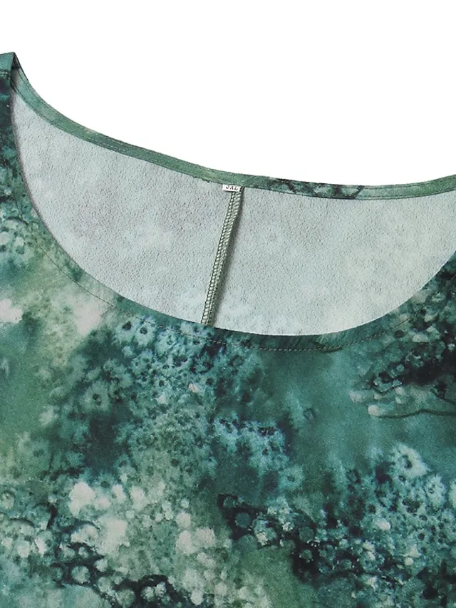 Women's Plus Size Shirt Blouse Yellow Pink Blue Graphic Floral Print Short Sleeve Daily Vacation Weekend Vintage Basic Holiday Crew Neck Regular Fit Dolman Sleeve Summer Spring