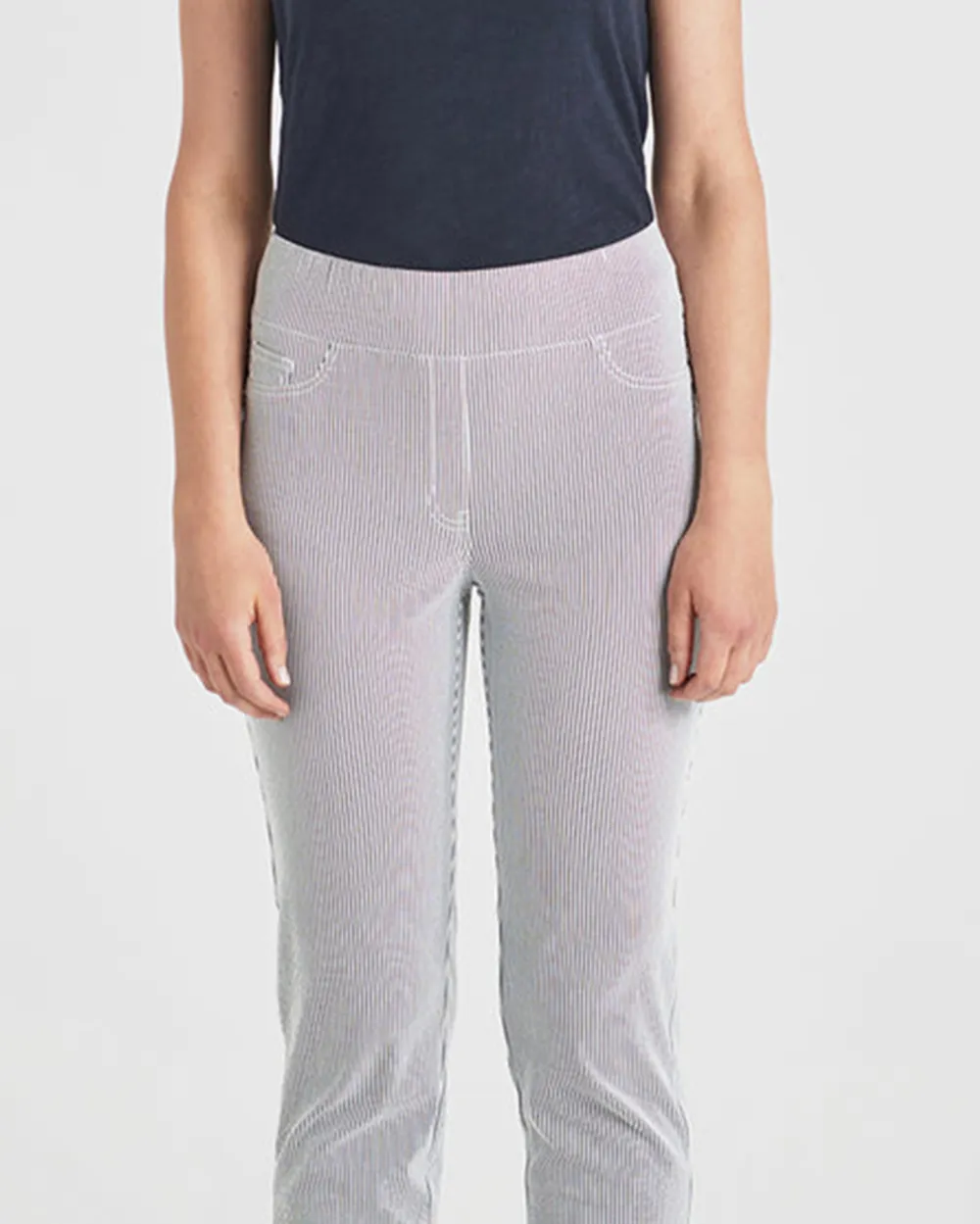 Striped Ankle Length Stretch Pants