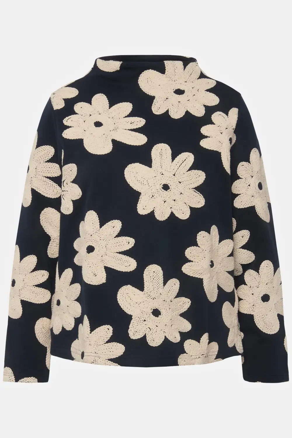 Eco Cotton Floral Embroidered Long Sleeve Sweatshirt