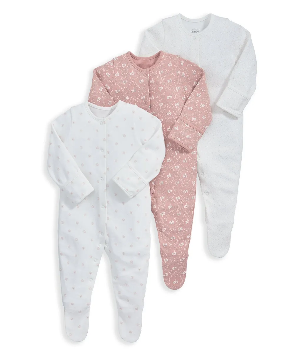 Floral Print Sleepsuits (Set of 3)