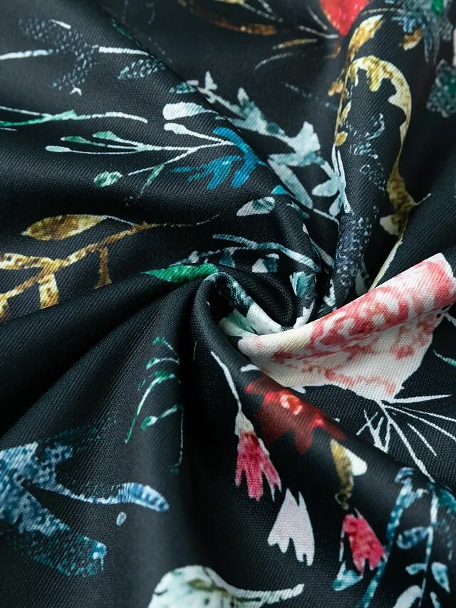 Women's Bomber Jacket Casual Jacket Outdoor Zipper Floral Pattern Breathable Streetwear Regular Fit Outerwear Long Sleeve Summer Black