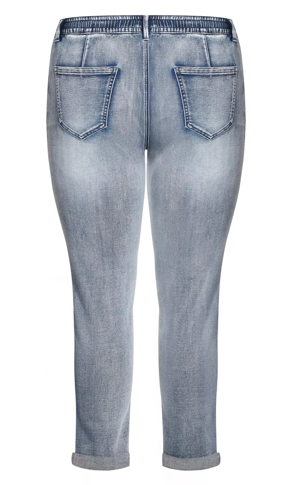 Evans Blue Washed Distressed Drawstring Jeans