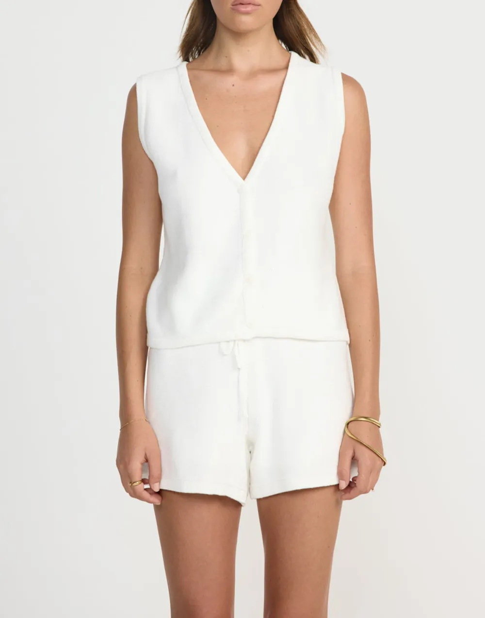 High Waisted Knitted Drawstring Shorts