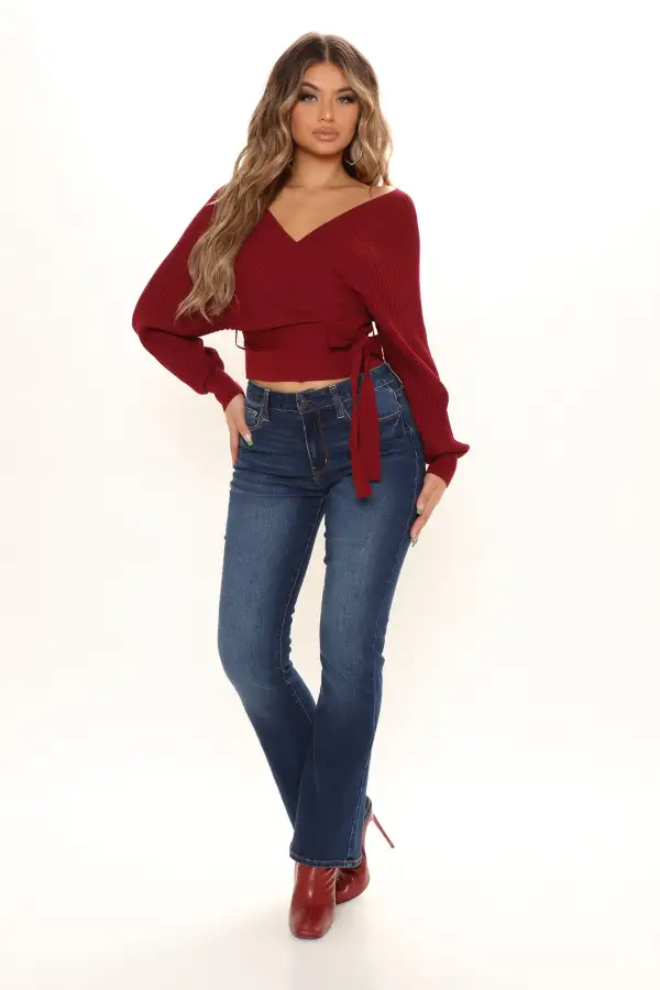 Warmest Occasion Wrap Sweater - Burgundy