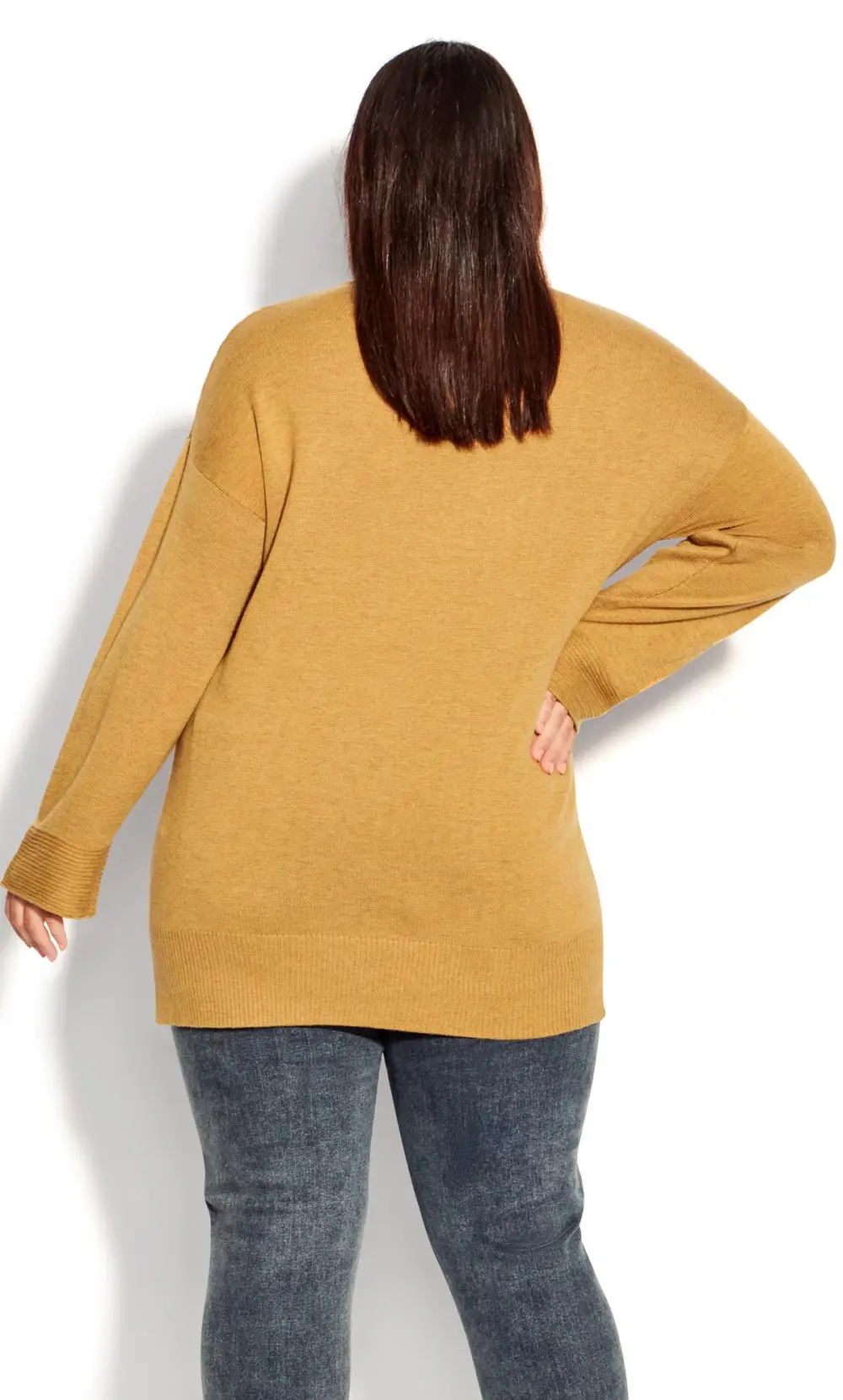 Evans Yellow Contrast Stitch Knitted Jumper