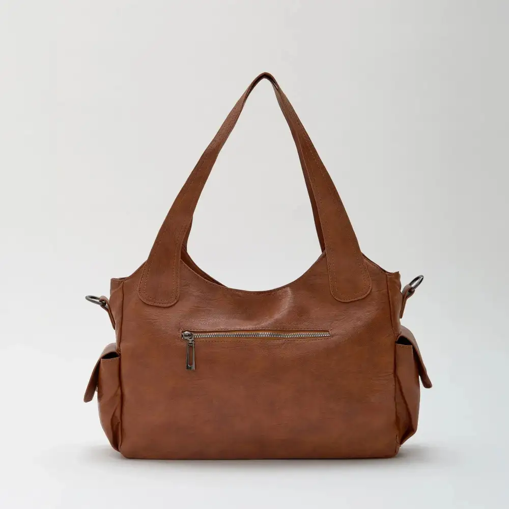 Pocket Front Leather Crossbody Bag
