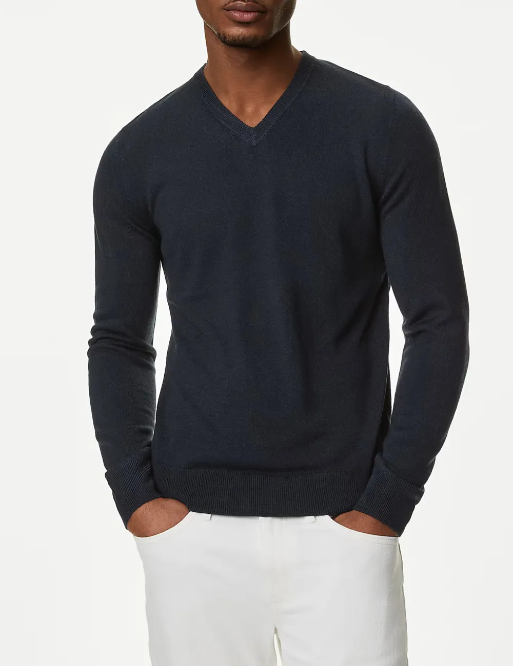 V-neck Long-Sleeved Knitted Sweater