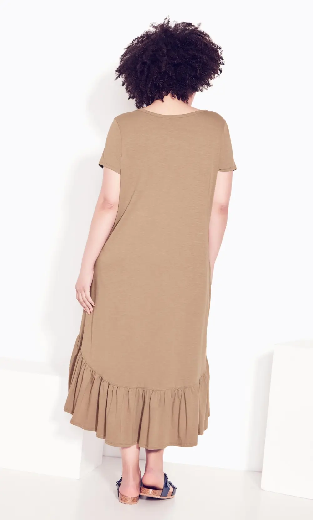Evans Brown Dipped Smock Hem T-Shirt Dress