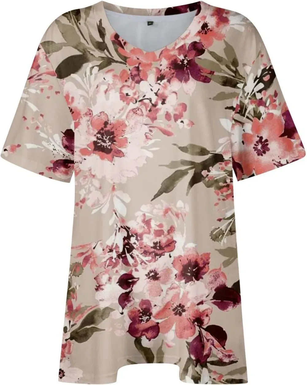 Plus Size Tops for Women Dressy Short Sleeve V Neck Shirts for Women Summer Tops for Women 2024 Floral Print Top