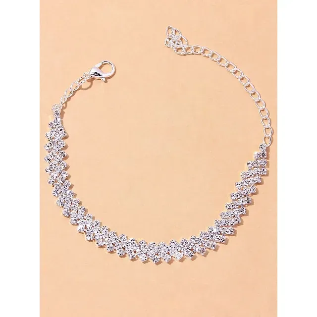 Anklet Personalized Stylish Artistic Women's Body Jewelry For Formal Date Classic Rhinestone Iron Gypsophila Silver