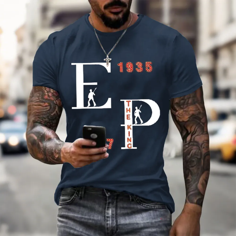 Men's 1935 EP Print Short Sleeve Round Neck Cotton T-Shirt