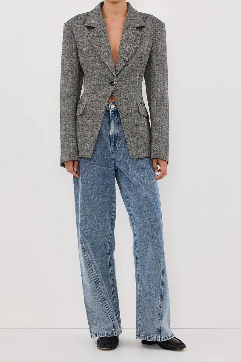 CHARCOAL CINCHED BLAZER