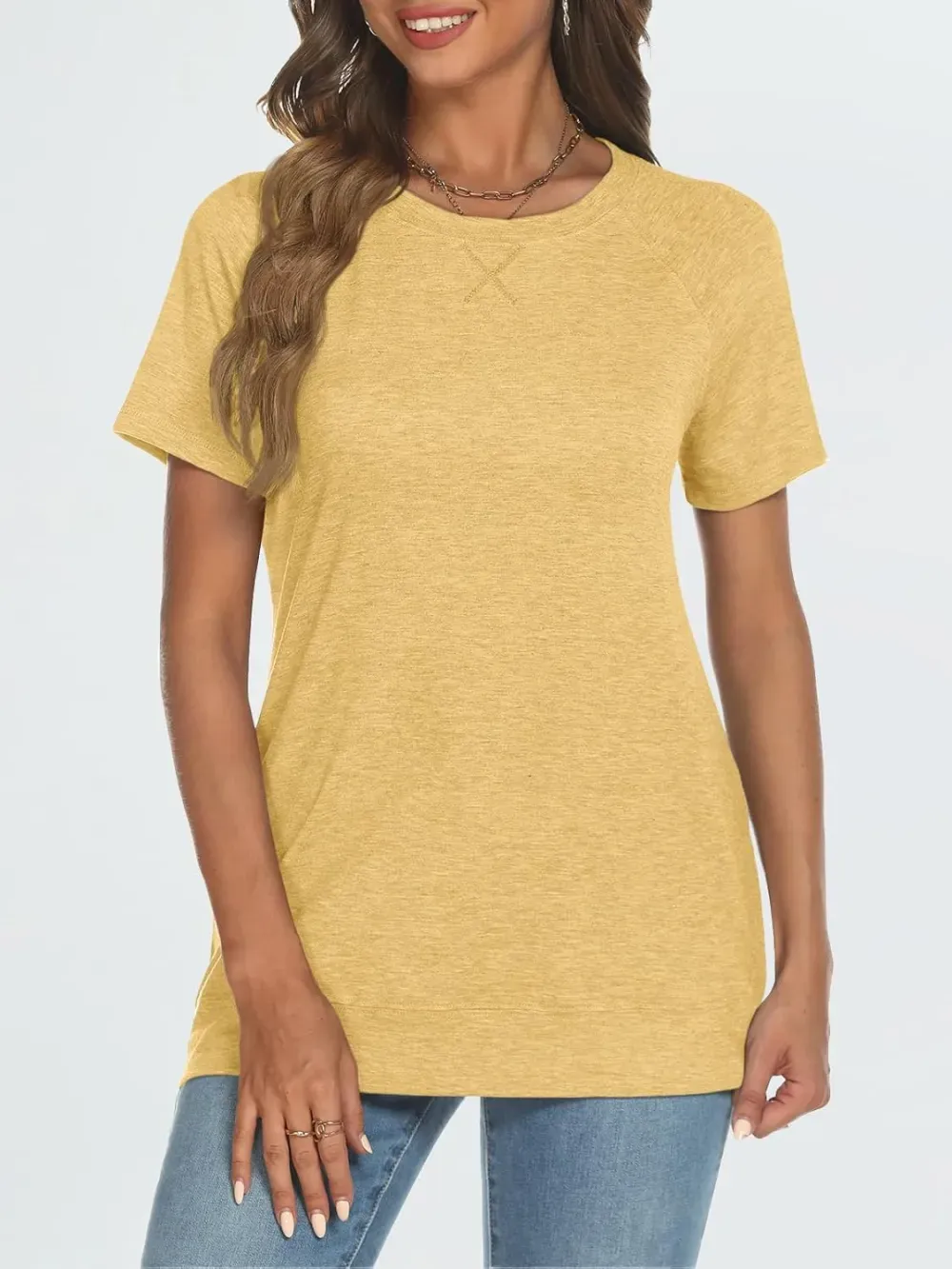 AUTOMET T Shirts Short Sleeve Crewneck Tees for Women Trendy Lightweight Soft Casual Summer Tops Clothes 2024