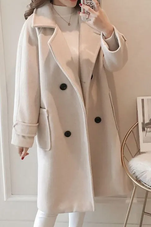 Faux Woolen Double Face Lapel Coat