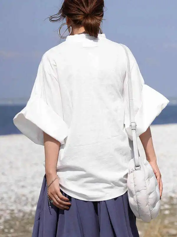 Original Solid Color Casual Flared Sleeve Loose T-Shirts