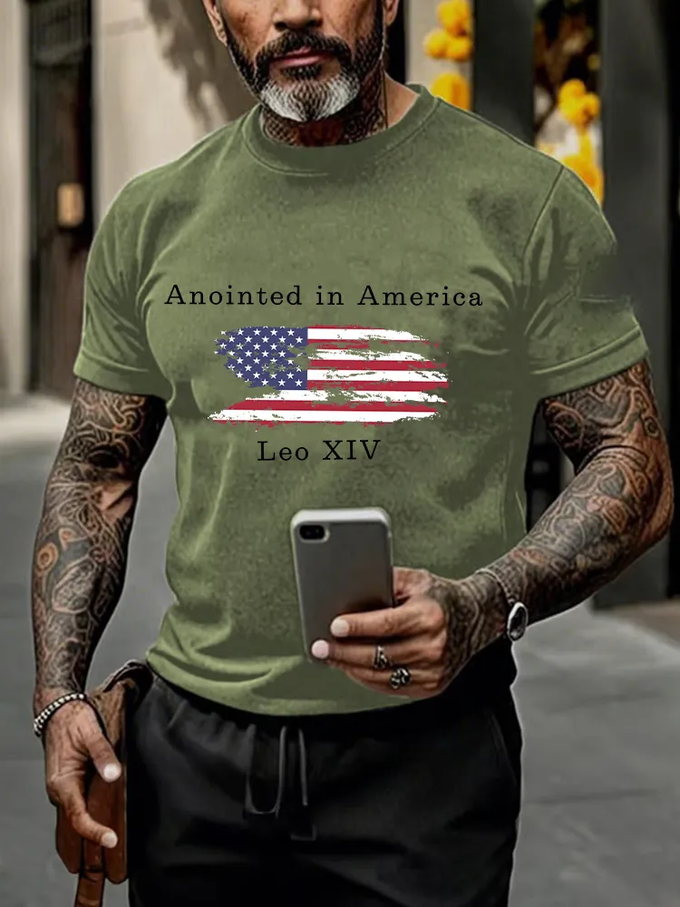 Men'S Anointed in America Pope Leo Xiv 267th Pope Printed T-Shirt