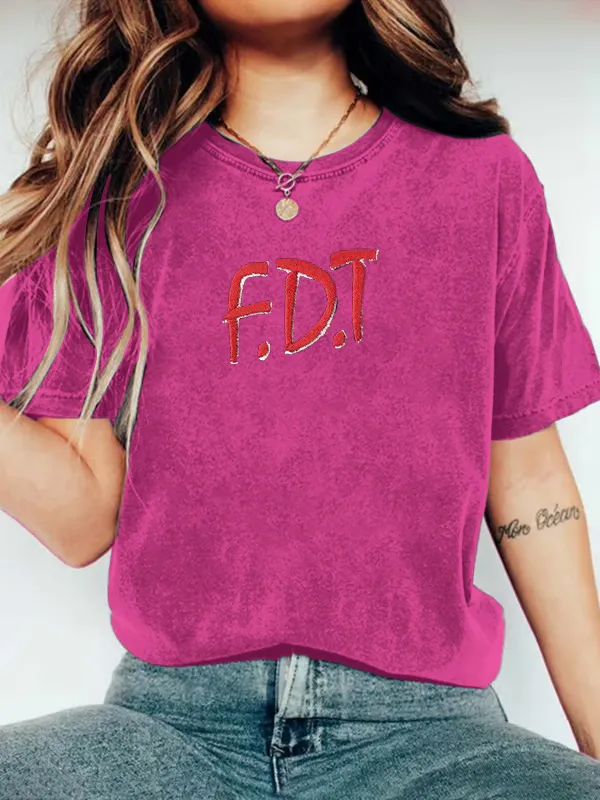 Women'S T-Shirt Women’S Retro FDT Print Short Sleeve Casual T-Shirt