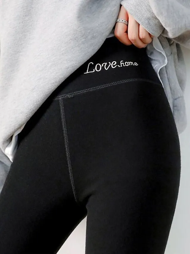 Women‘s Thermal Underwear Pants Nude Purple Pink High Waist Fashion Casual Daily High Elasticity Ankle-Length Thermal Warm Plain M L XL 2XL 3XL / Skinny