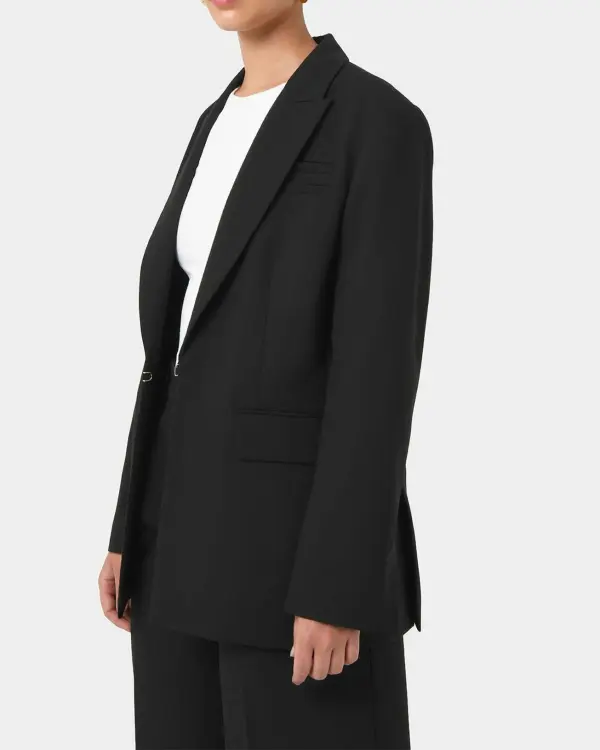 Minimalist Cuff Design Tailored Blazer -Black
