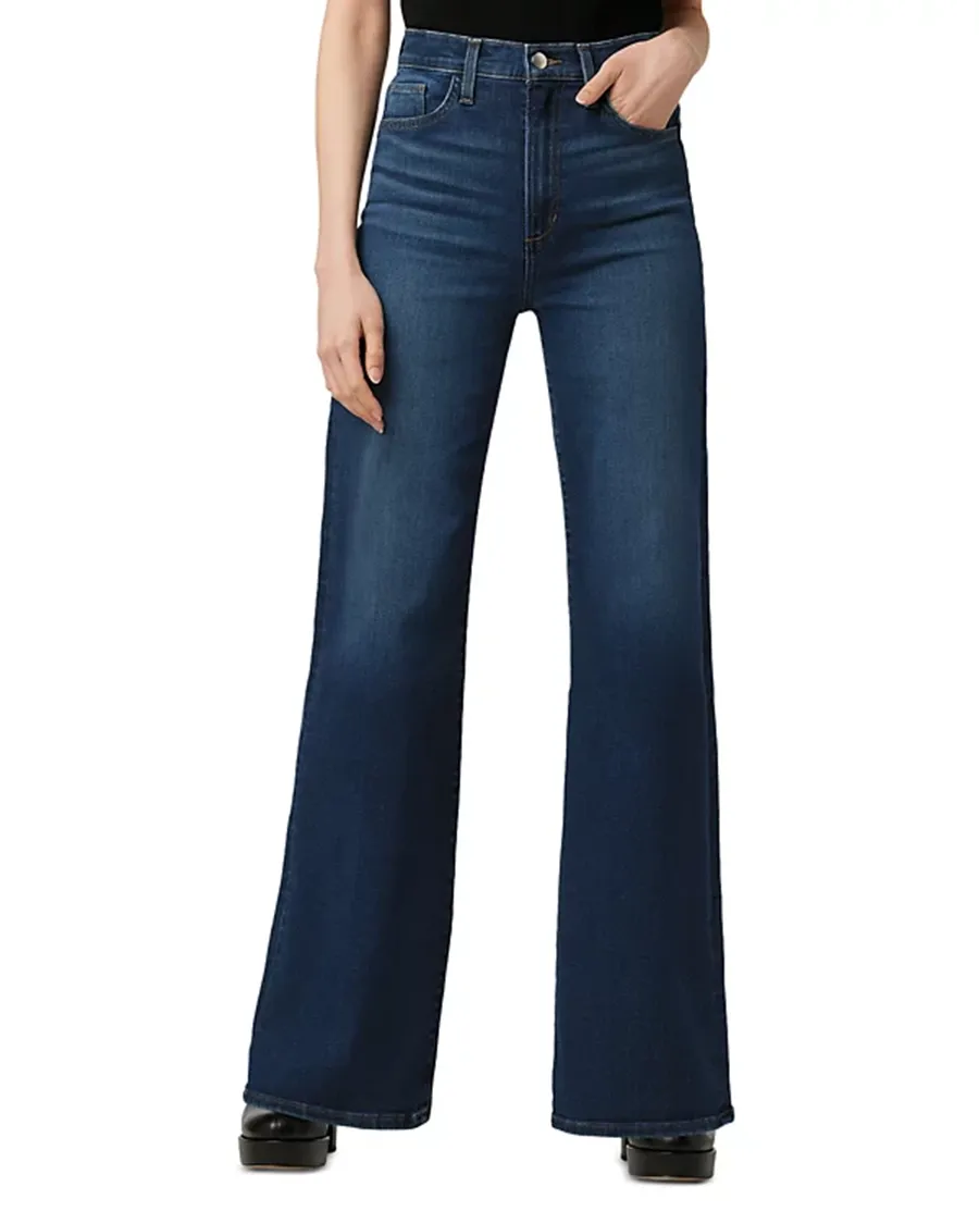 Casual Style High Rise Wide Leg Jeans