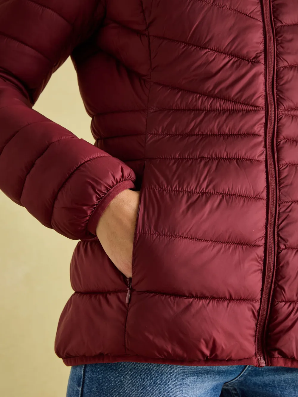 Dark Red Showerproof Padded Coat