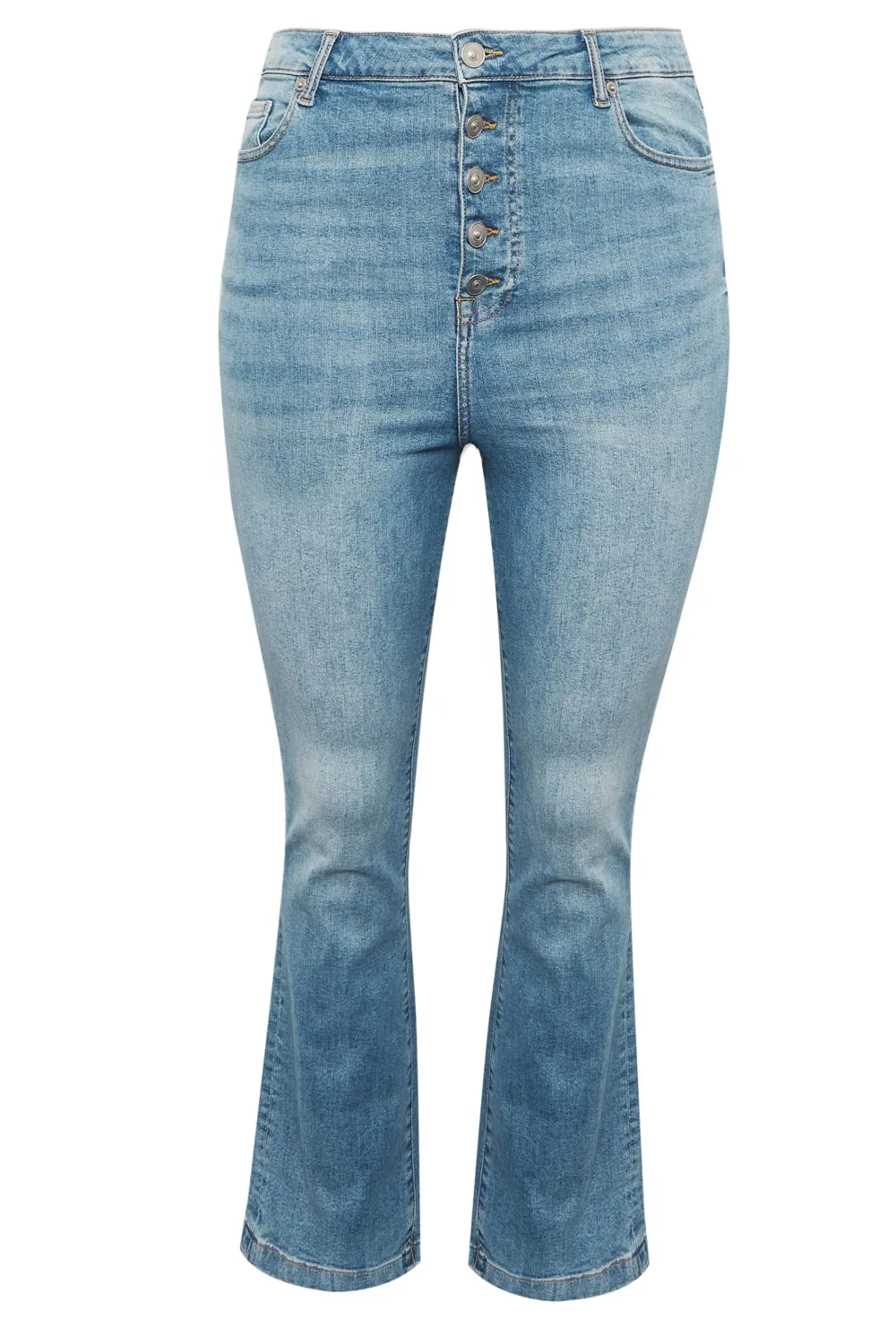 YOURS Curve Mid Blue Stretch Flared Jeans
