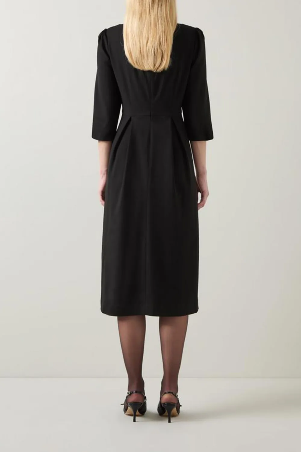 Black Belt Detail Midi Dress