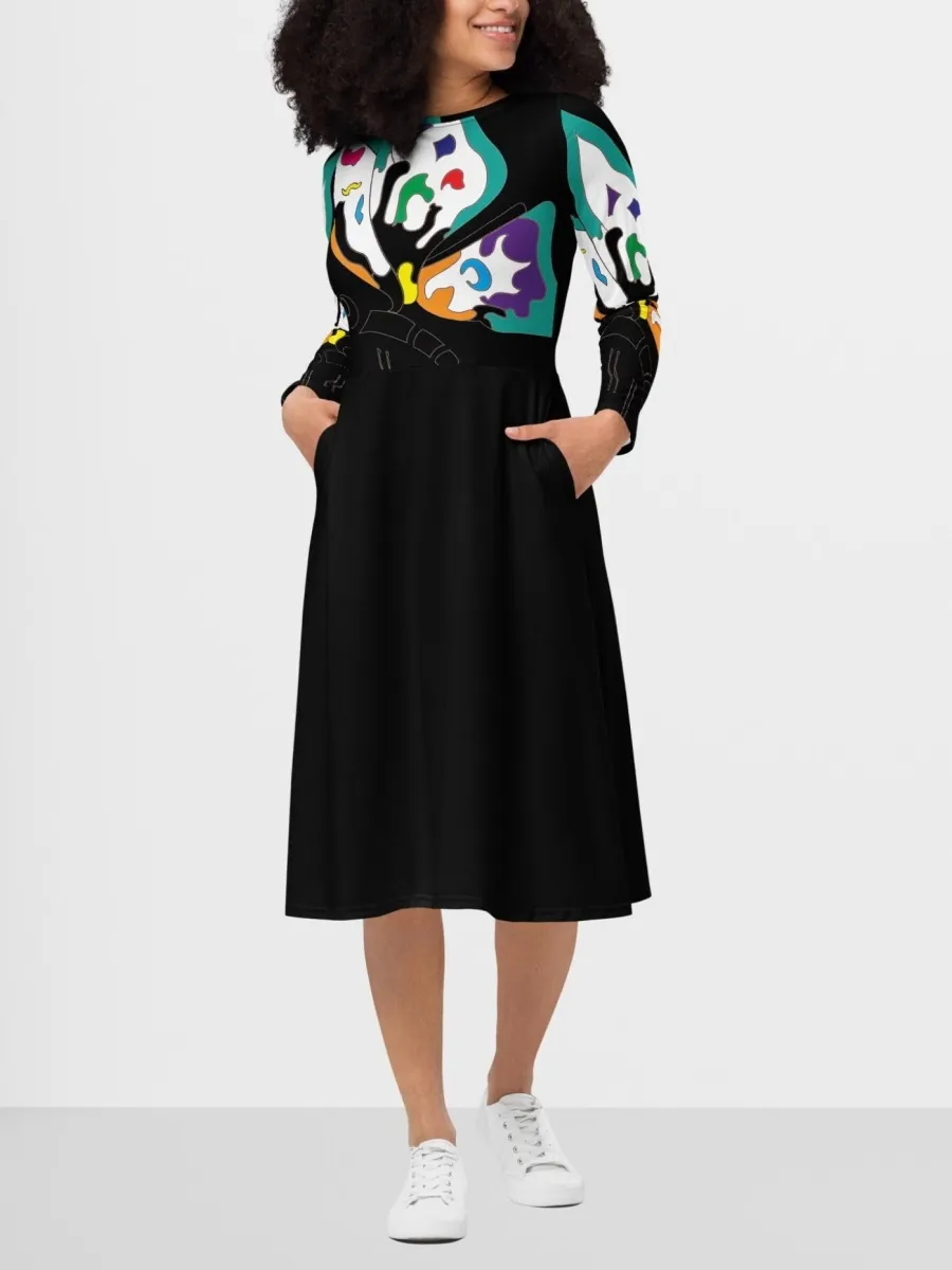 Colorful Art Print Midi Dress