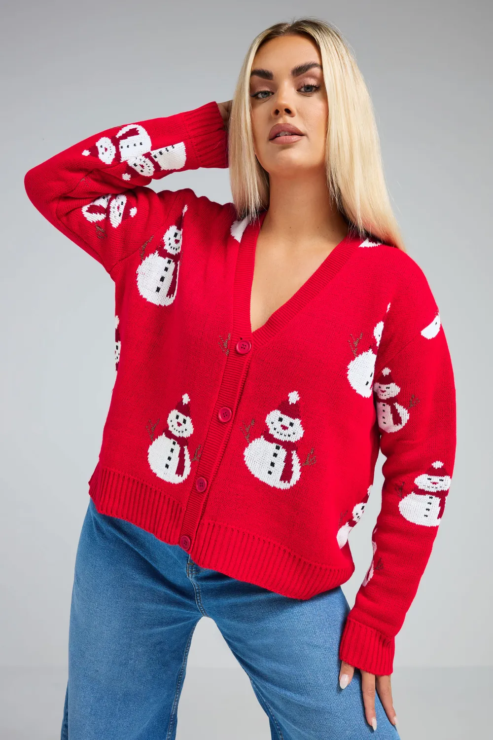 LIMITED COLLECTION Curve Blue Snowflake Knitted Cardigan