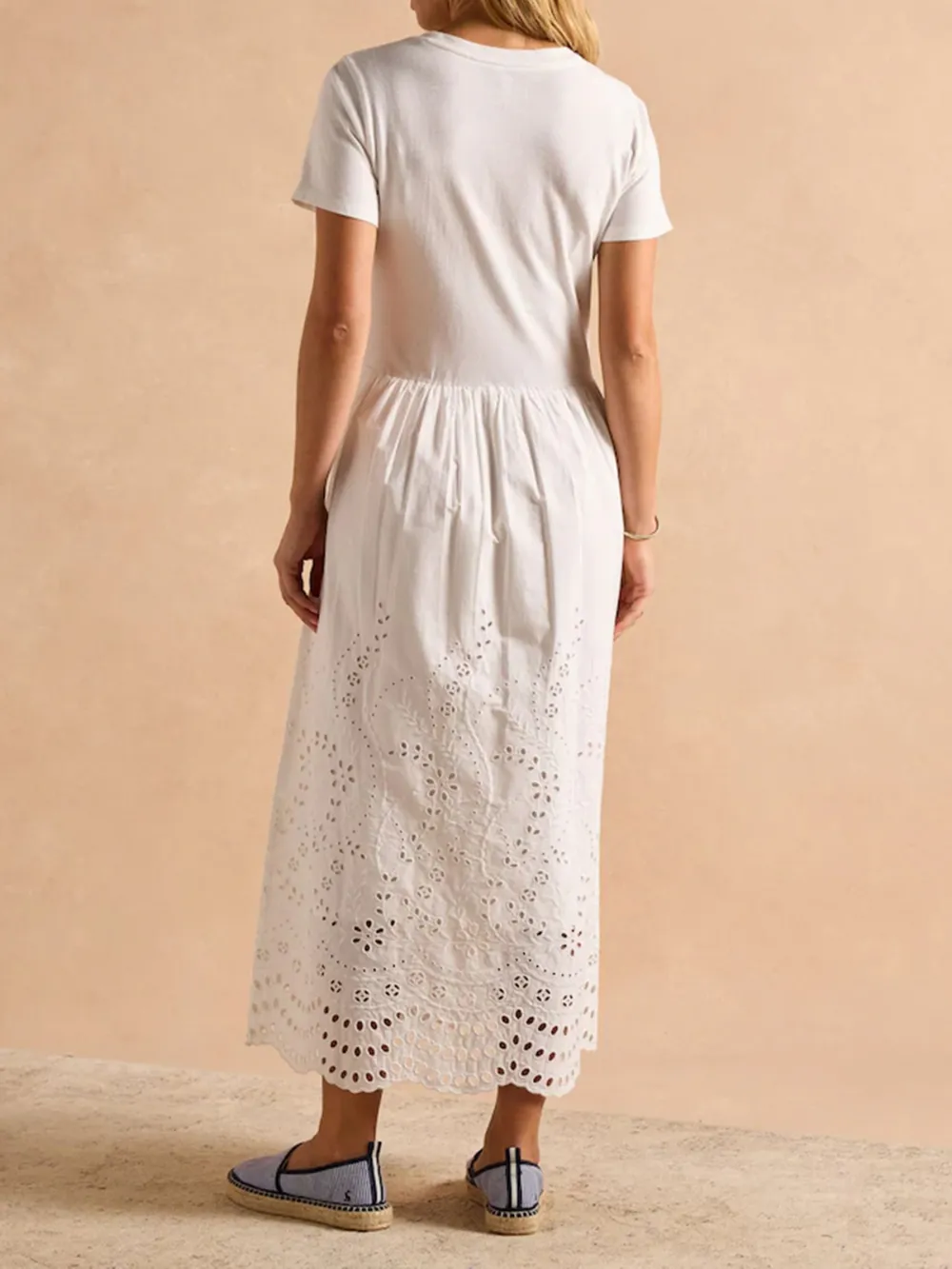 Classic Soft Breathable Plain Lace Hem Cotton Dress