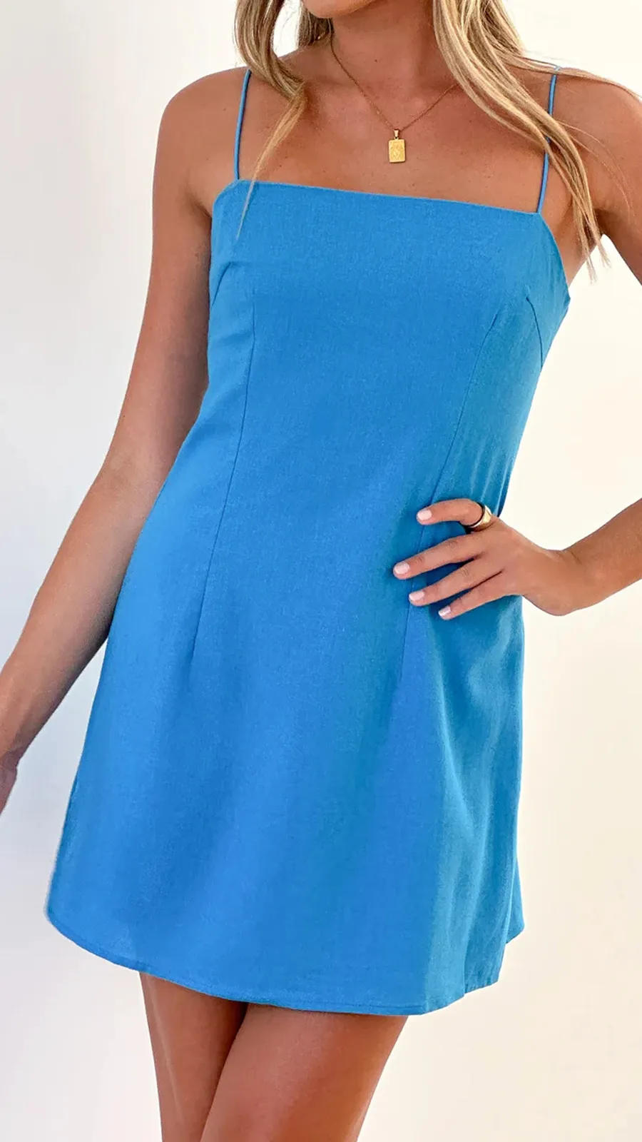 Elasticated Spaghetti Straps Mini Dress