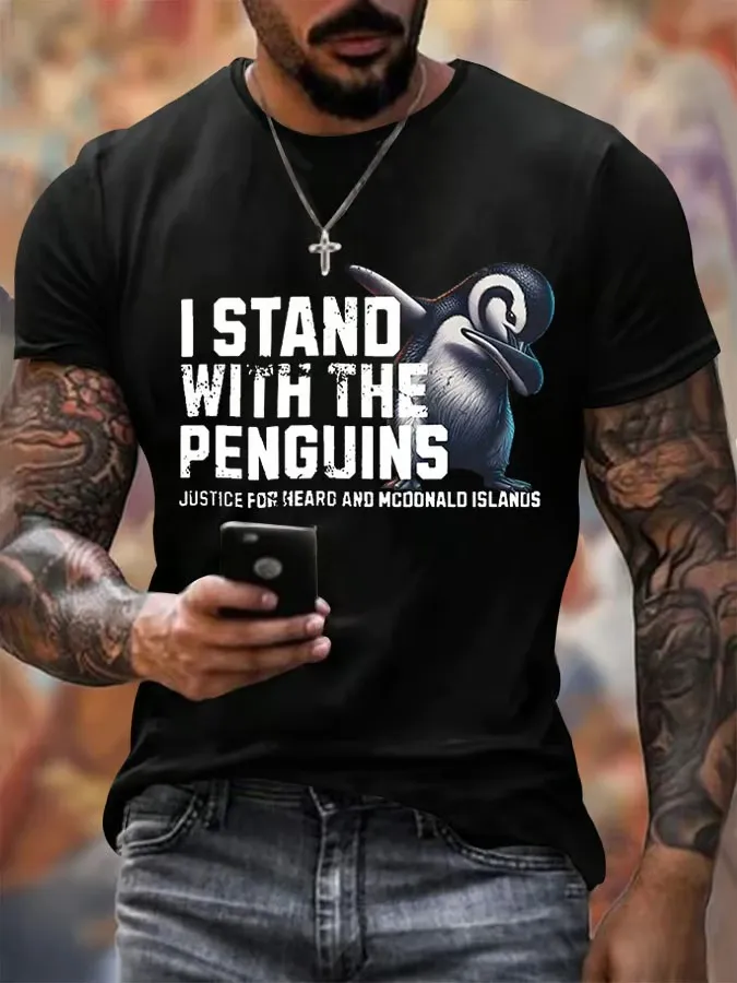 Men'S T-Shirt Men'S I Stand With The Penguins Printing T Shirt