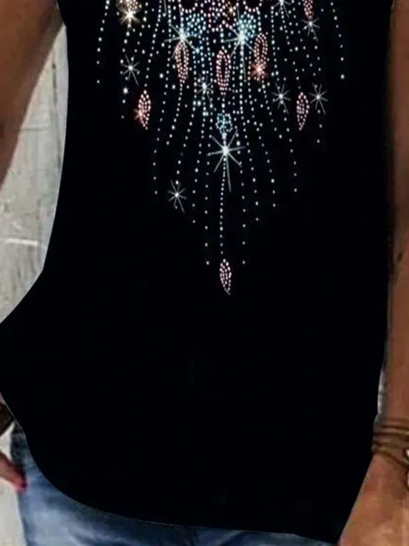 Women Sleeveless V-neck Graphic Printed Top