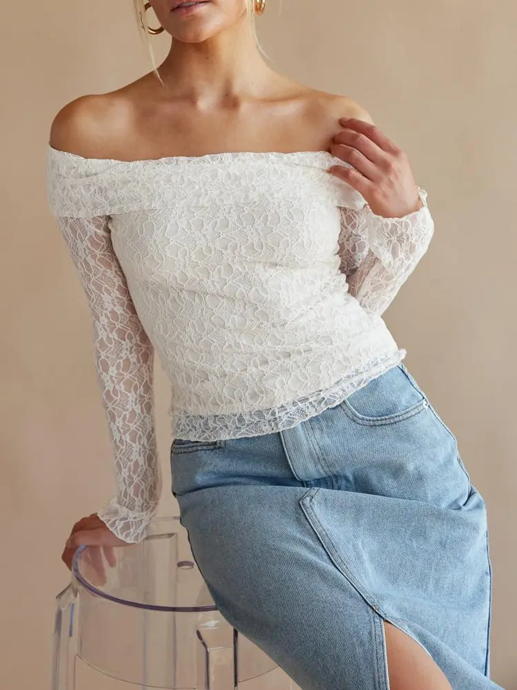 Collette Off The Shoulder Lace Long Sleeve Top