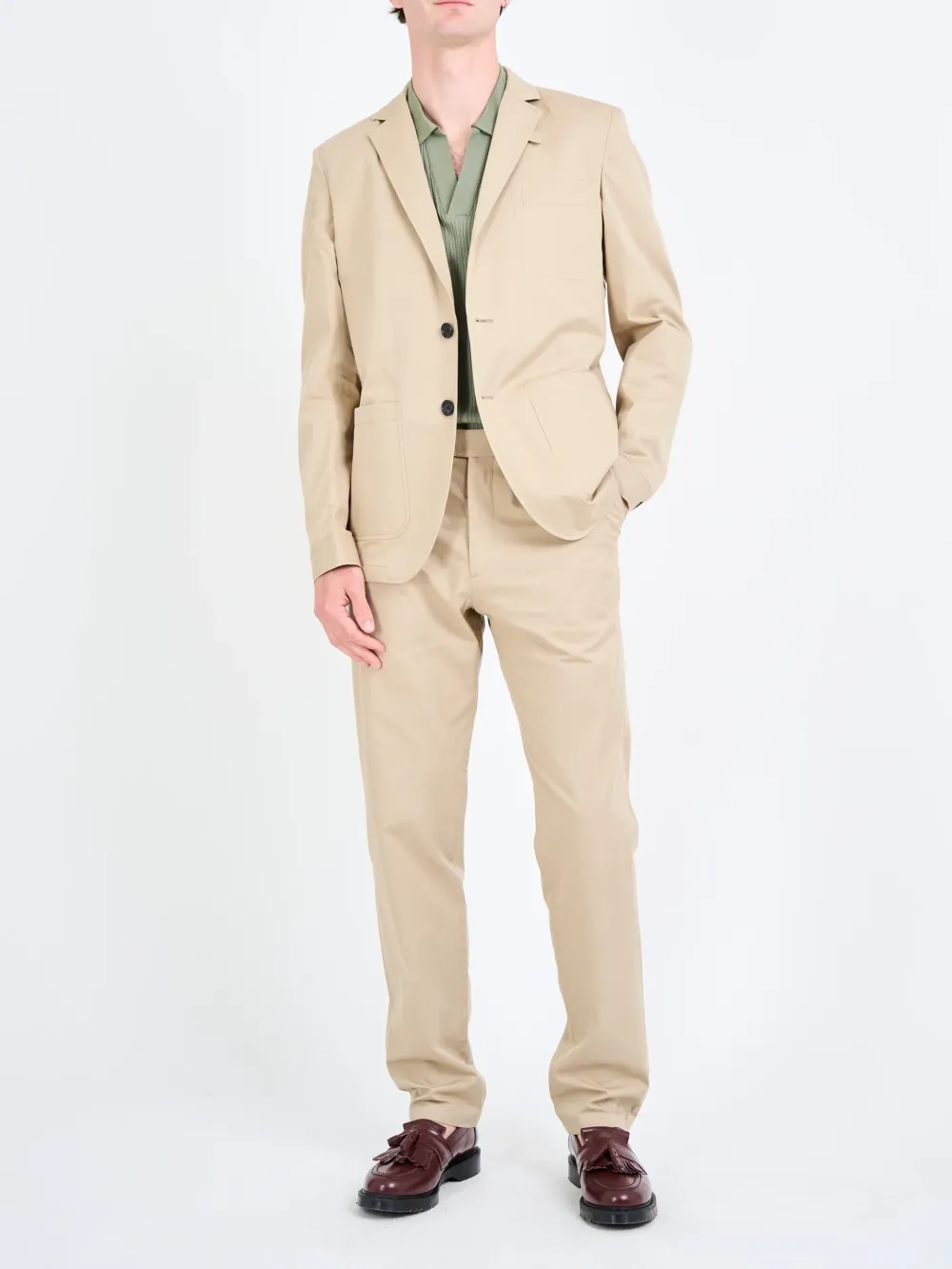 Beige Casual Style Lapel Linen Blazer