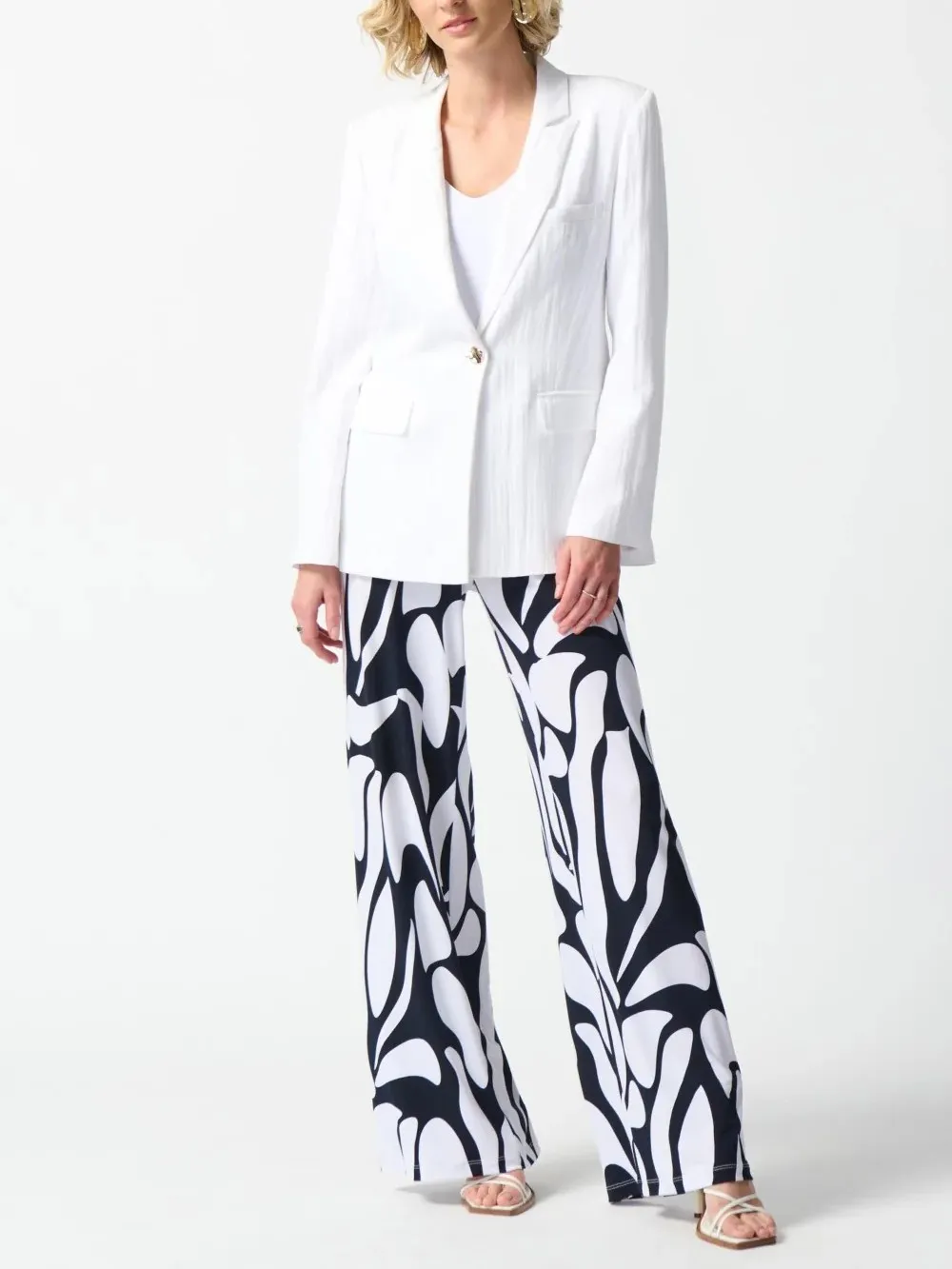 Crisp White Fitted Woven Blazer